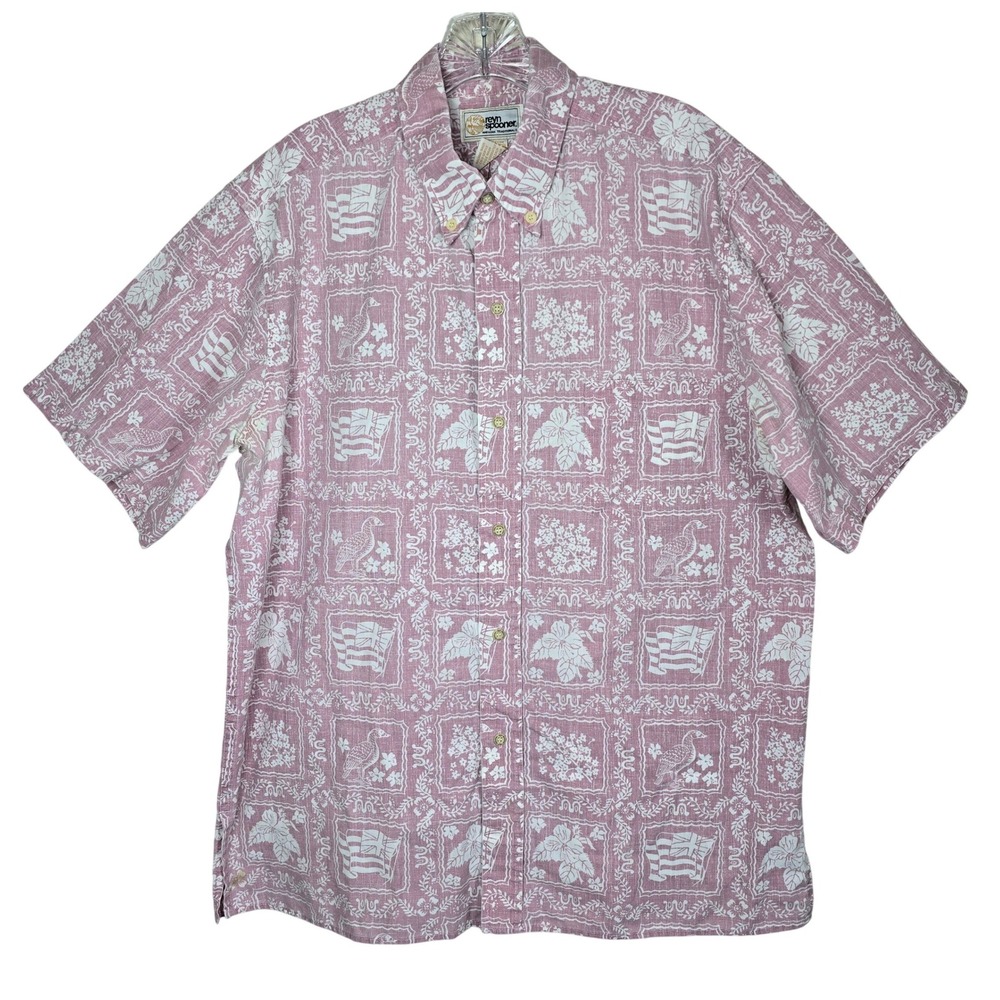 REYN SPOONER Vintage Shirt HAWAIIAN L LAHAINA SAILOR Pink Reverse Print